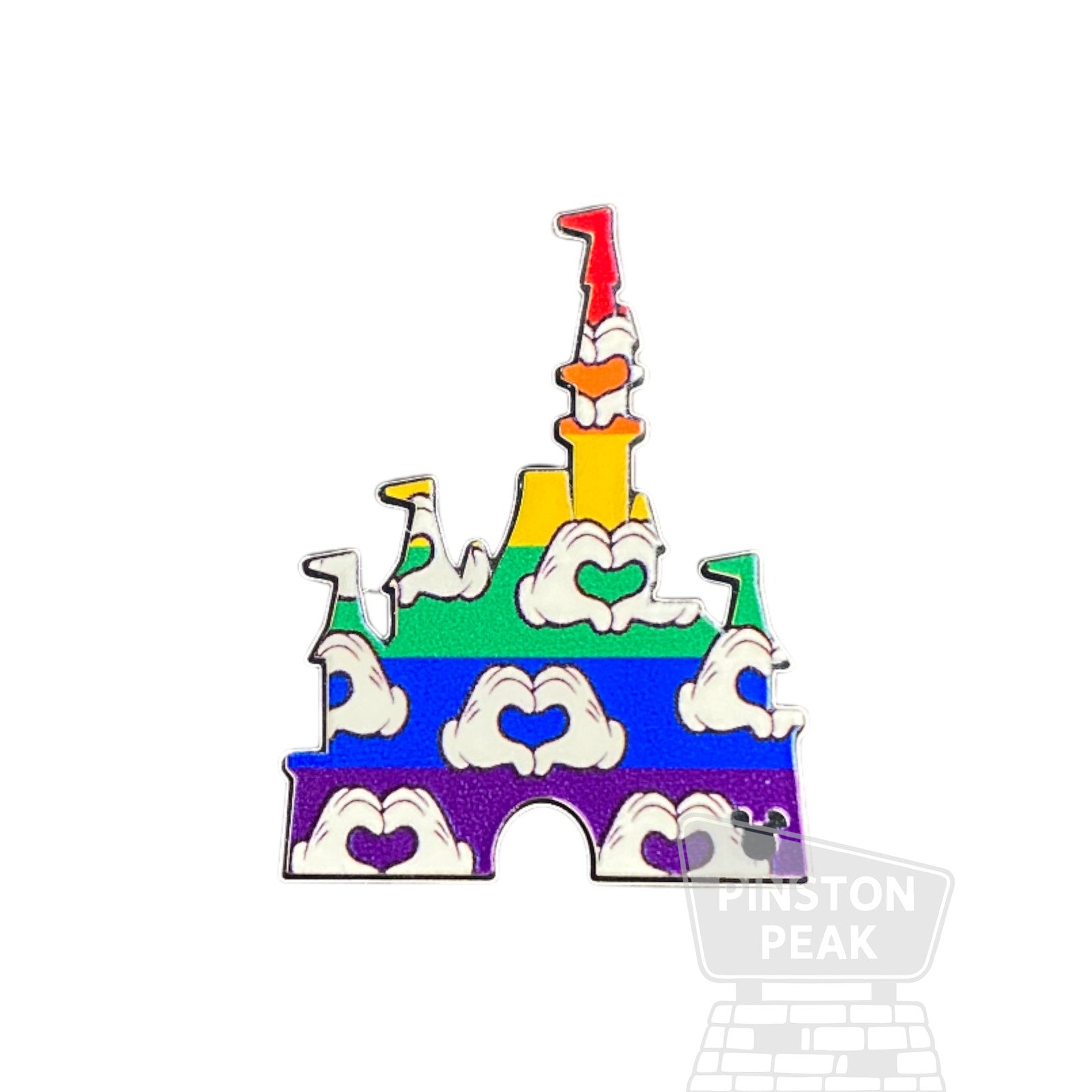 Disney Parks WDW Hidden Mickey 2025 Wave B Pin – Rainbow Heart Hands Castle