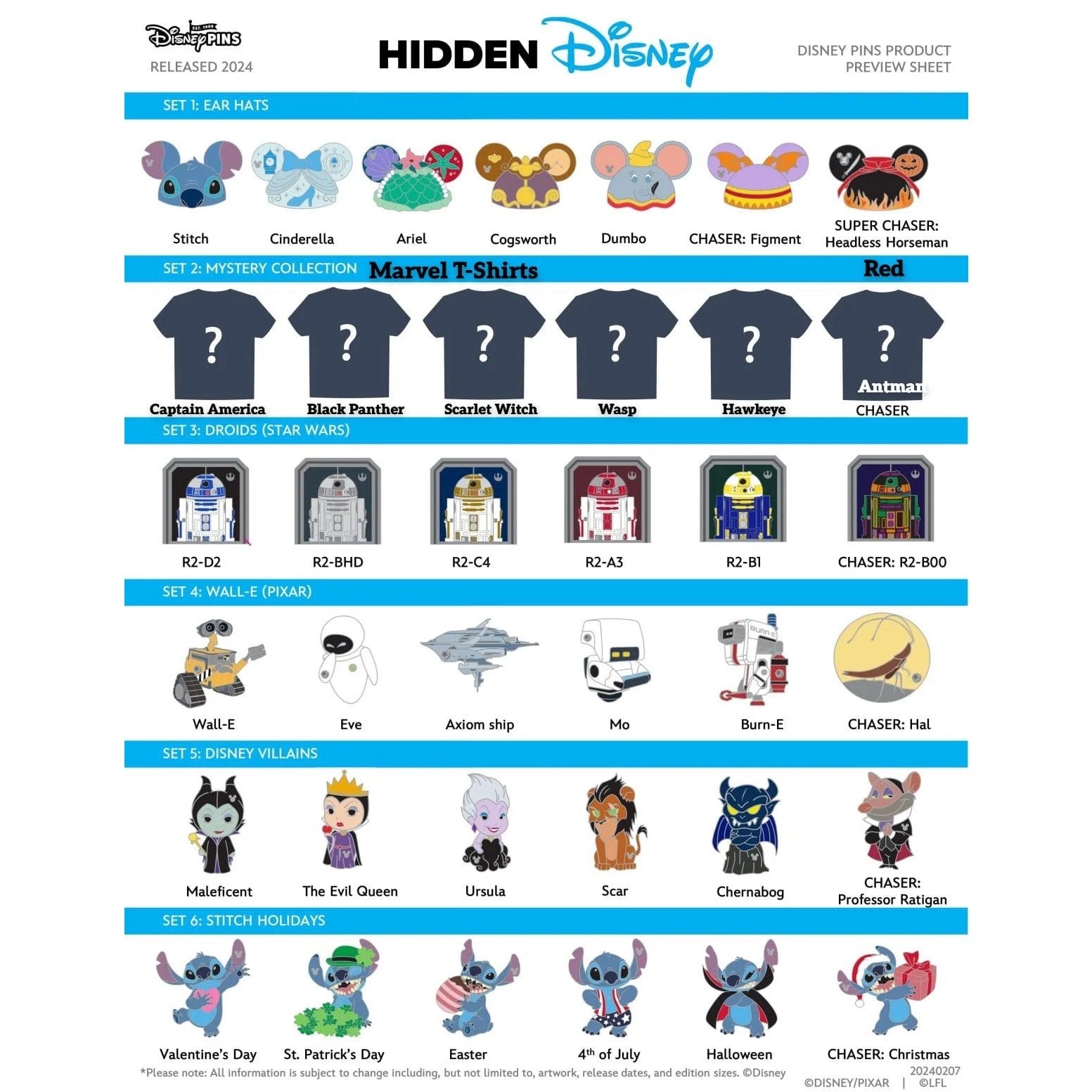 Disney Parks WDW Hidden Mickey 2024 Unopened 2-Pin Blind Pouch