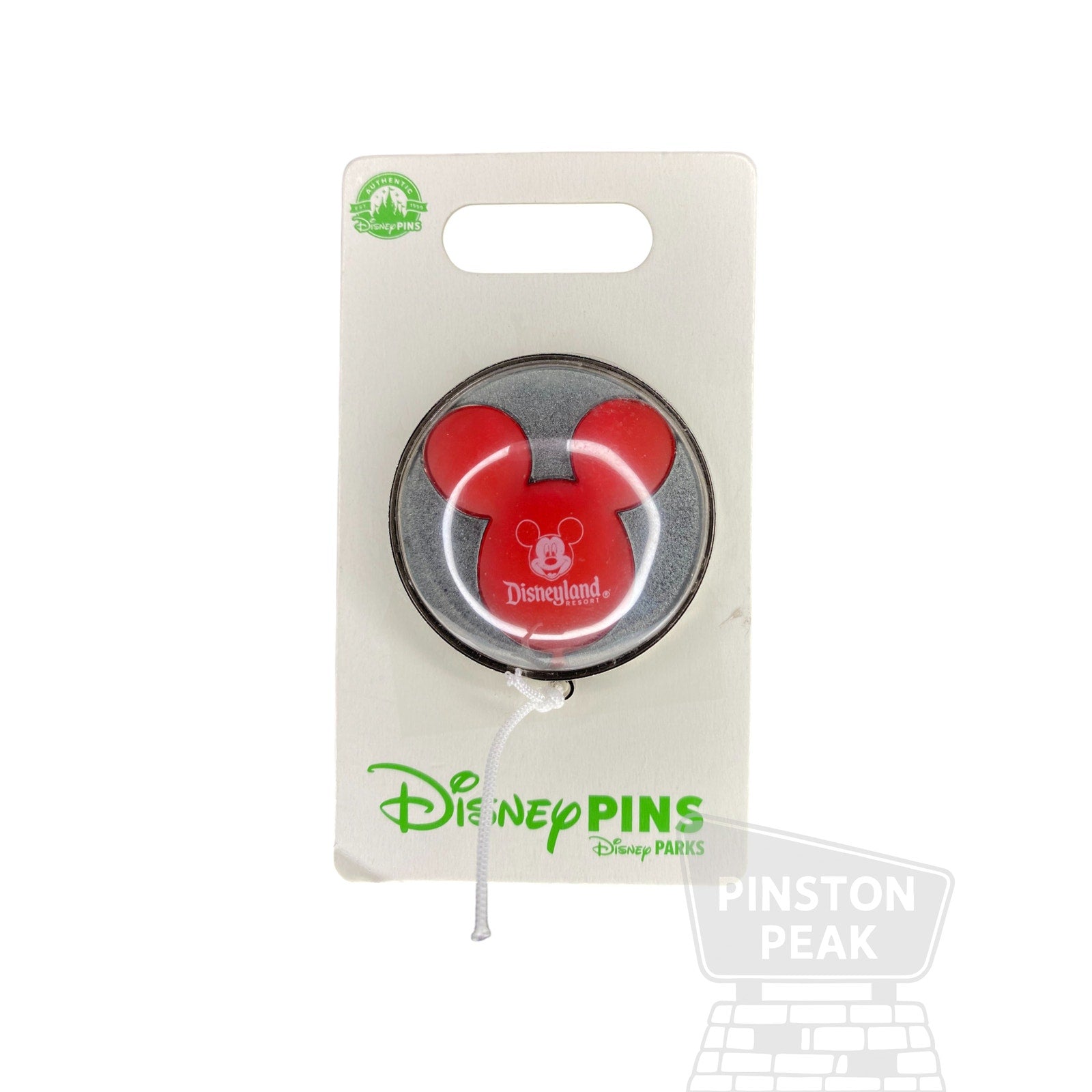 Disney Parks Acrylic Dome Mickey Balloon Pin – Red Disneyland with String