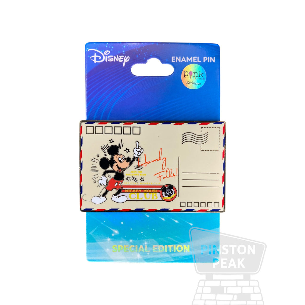 Pink A La Mode LE 300 Jumbo Pin – Mickey Mouse Letter to Santa Howdy Folks